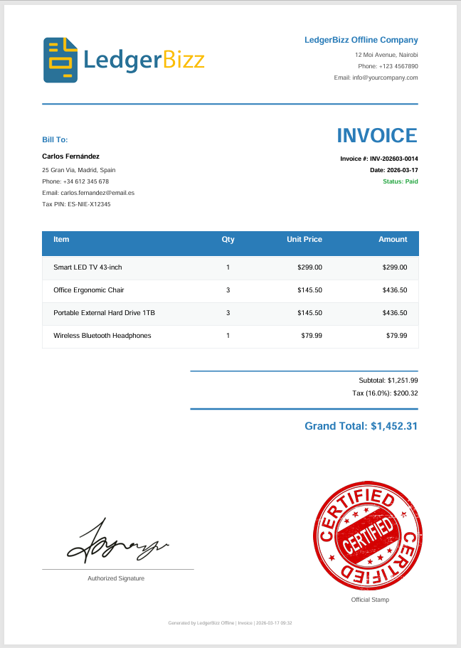 LedgerBizz Dashboard Preview