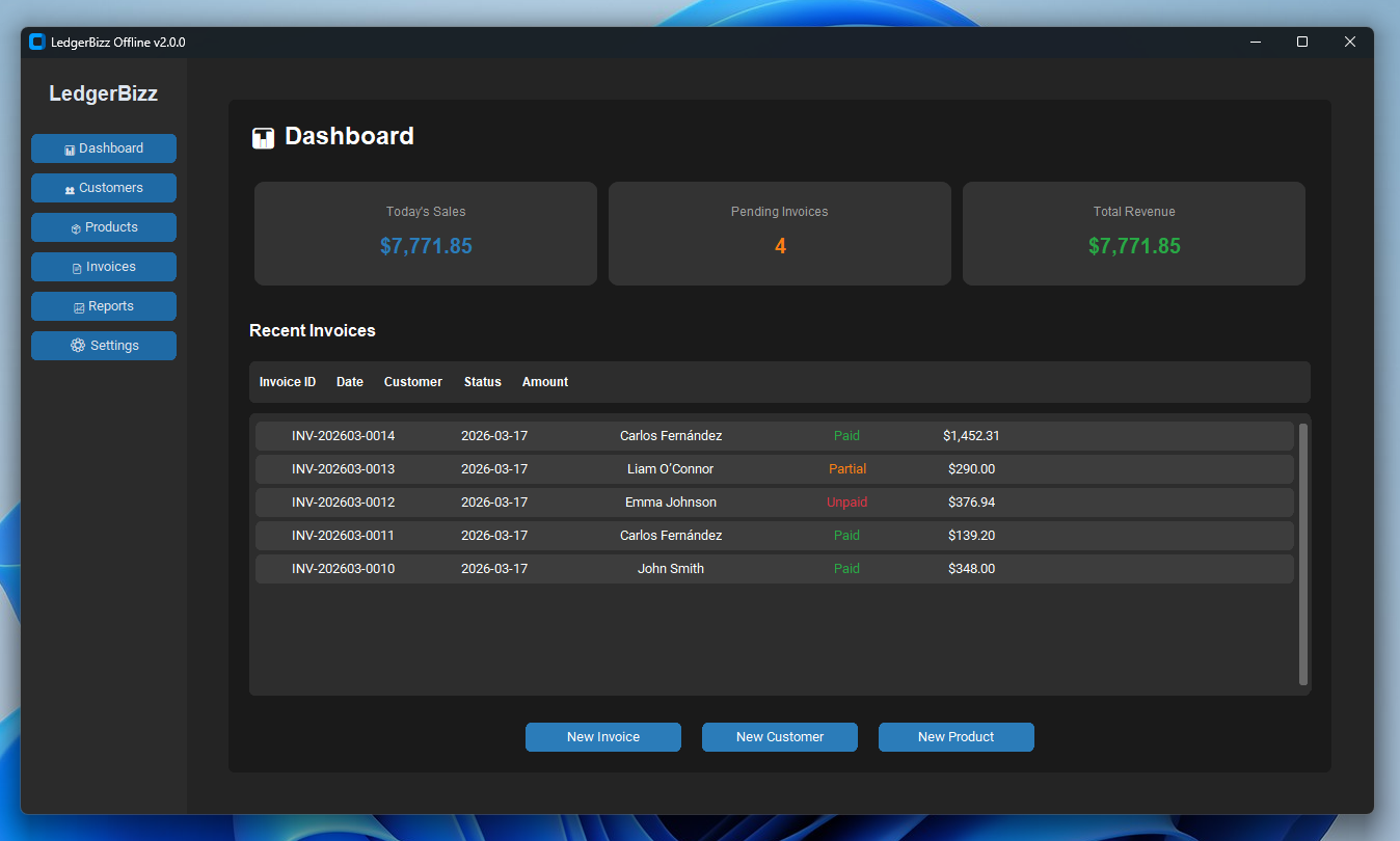 LedgerBizz Dashboard Preview
